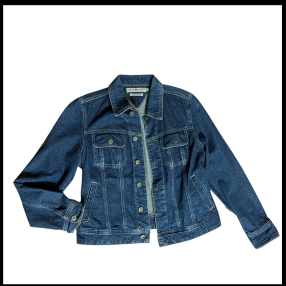 Tommy Hilfiger Jean Jacket Y2K Classic Denim Blue Trucker Jacket Unisex Sz L - Picture 2 of 12